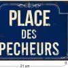 Plaque en métal humour 21 x 15 cm (Place des pecheurs)