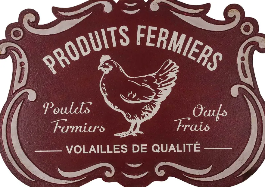 Plaque métallique découpée style rétro (Produits fermiers)