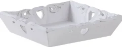 Plateau carré en manguier coeurs 20 cm