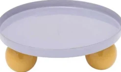 Plateau rond en métal Double Funky (Violet et jaune)