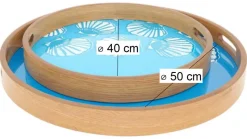 Plateaux en bois émaillé Coquillages (Lot de 2)