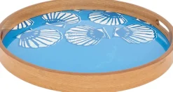Plateaux en bois émaillé Coquillages (Lot de 2)