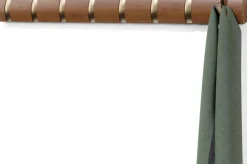 Porte manteaux Flip 8 crochets (Noyer clair et doré)