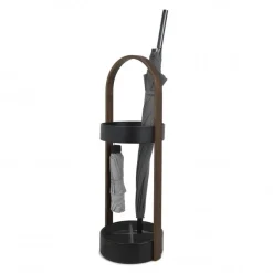 Porte parapluies bois et métal Hub (Noir/Noyer)