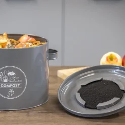 Poubelle de cuisine à compost ronde 6 litres (Gris)