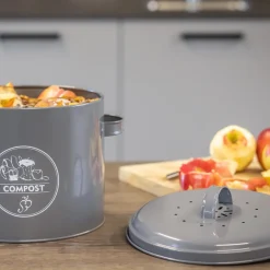 Poubelle de cuisine à compost ronde 6 litres (Gris)