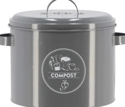 Poubelle de cuisine à compost ronde 6 litres (Gris)