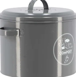 Poubelle de cuisine à compost ronde 6 litres (Gris)
