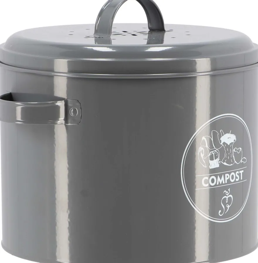 Poubelle de cuisine à compost ronde 6 litres (Gris)
