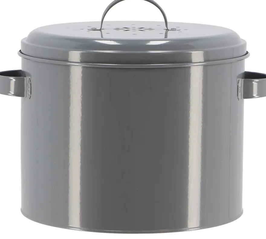Poubelle de cuisine à compost ronde 6 litres (Gris)