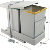 Poubelle de recyclage extraction automatique2 conteneurs de 14 litres