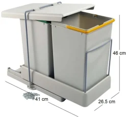 Poubelle de recyclage extraction automatique2 conteneurs de 14 litres