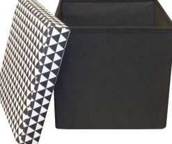 Pouf coffre carré pliable scandinave (Noir)