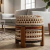 Pouf en tissu avec pieds en bois Ethnic (Modèle 1)