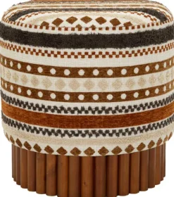 Pouf en tissu avec pieds en bois Ethnic (Modèle 2)