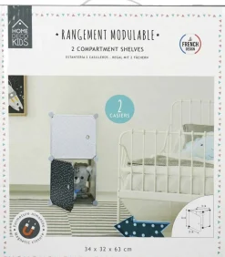 Rangement enfant 2 cubes mobulables 30x30 cm (Gris et bleu marine)