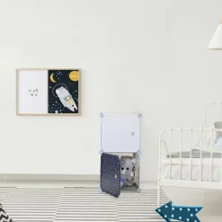 Rangement enfant 2 cubes mobulables 30x30 cm (Gris et bleu marine)