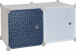Rangement enfant 2 cubes mobulables 30x30 cm (Gris et bleu marine)