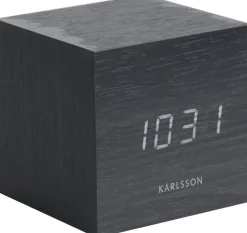 Réveil en bois carré Cube (Noir)