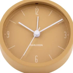 Réveil en métal mat Numbers & Lines 9 cm (Ocre jaune)