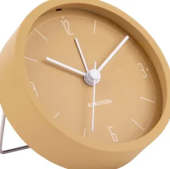 Réveil en métal mat Numbers & Lines 9 cm (Ocre jaune)