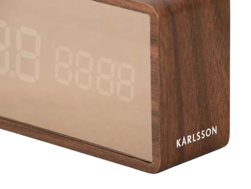 Réveil led en ABS effet bois Copper (Bois foncé)