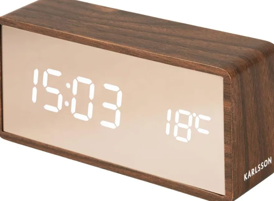 Réveil led en ABS effet bois Copper (Bois foncé)
