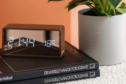 Réveil led en ABS effet bois Copper (Bois foncé)
