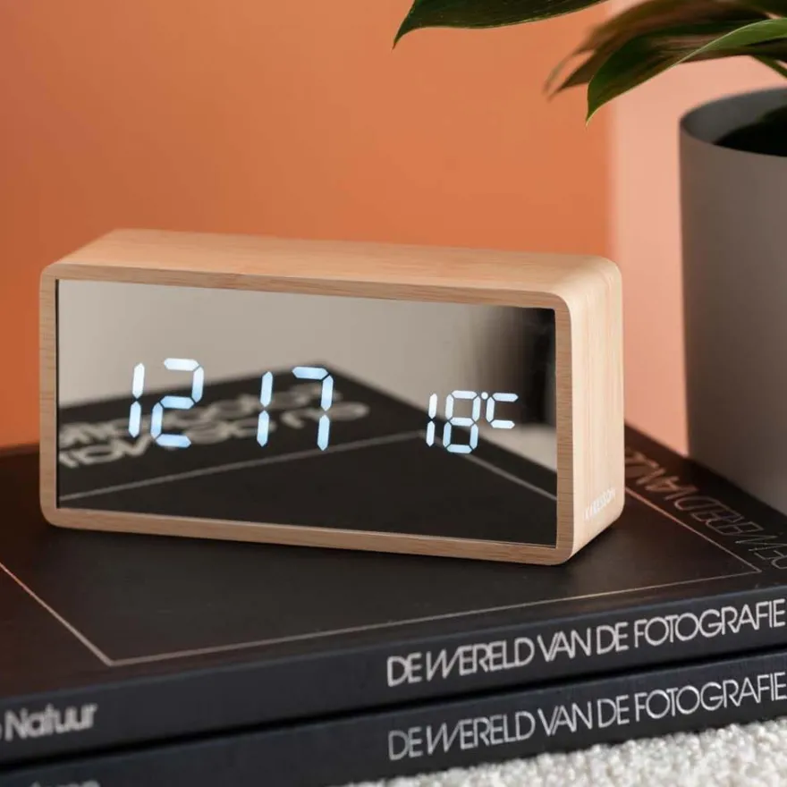 Réveil leden ABS effet bois Silver (Bois clair)