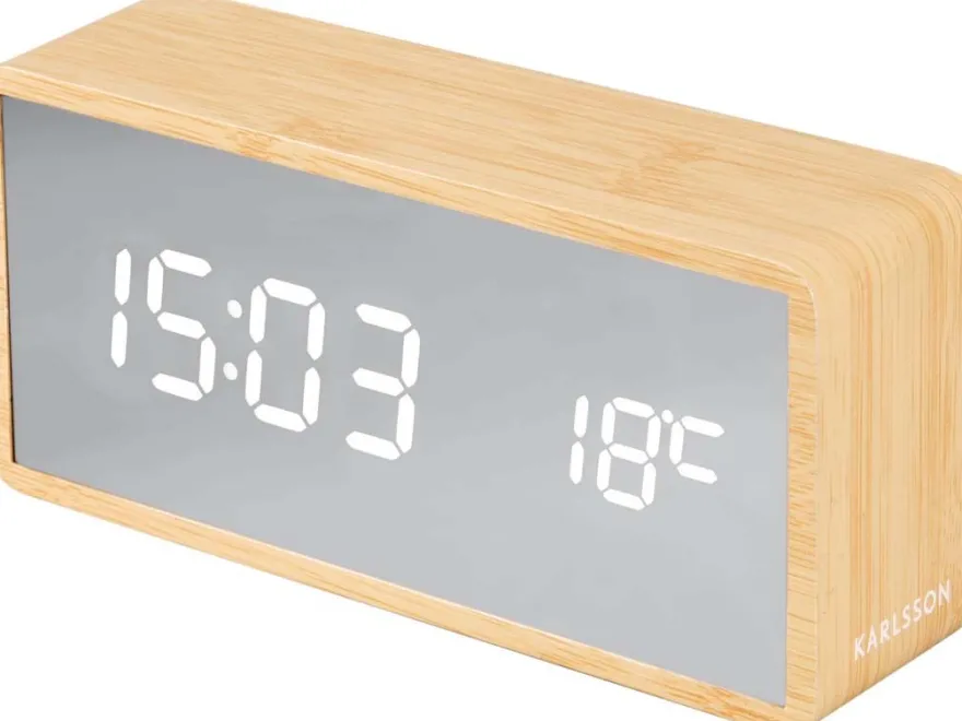 Réveil leden ABS effet bois Silver (Bois clair)