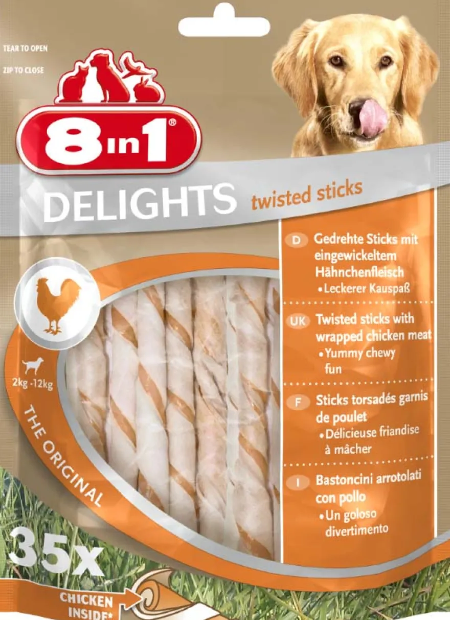Sachet 35 sticks pour chien garnis de poulet Delights