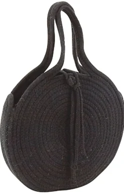 Sac rond en corde de coton et jute (Noir)