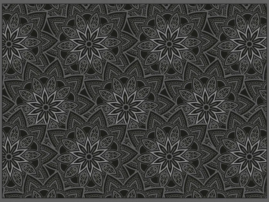 Set de table en vinyle 40 x 30 cm (Lot de 6) (Mandala noir)