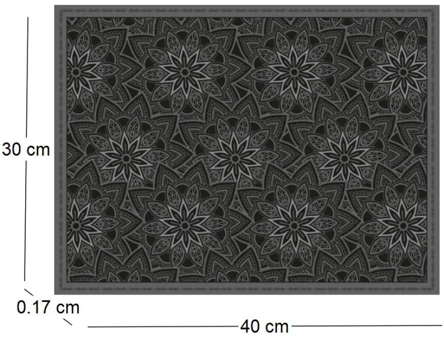 Set de table en vinyle 40 x 30 cm (Lot de 6) (Mandala noir)