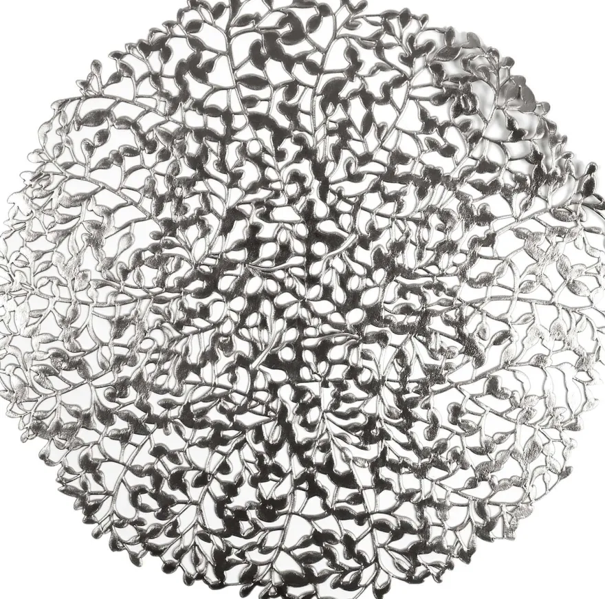Set de table rond feuillage 38 cm (Argenté)