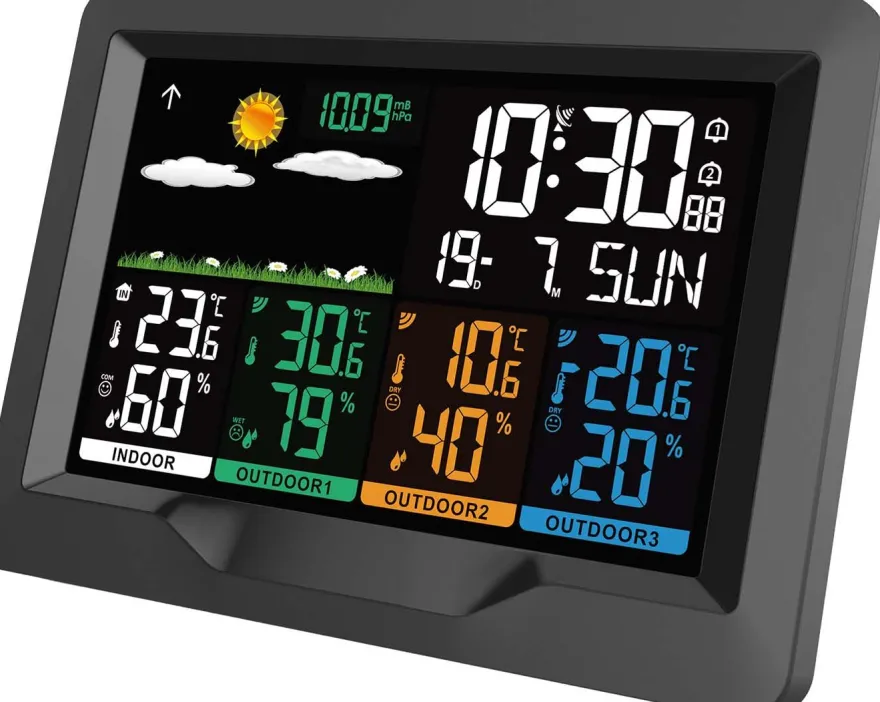 Station météo couleur avec 3 capteurs extérieurs