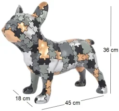 Statuette bouledogue debout en polyrésine Puzzle