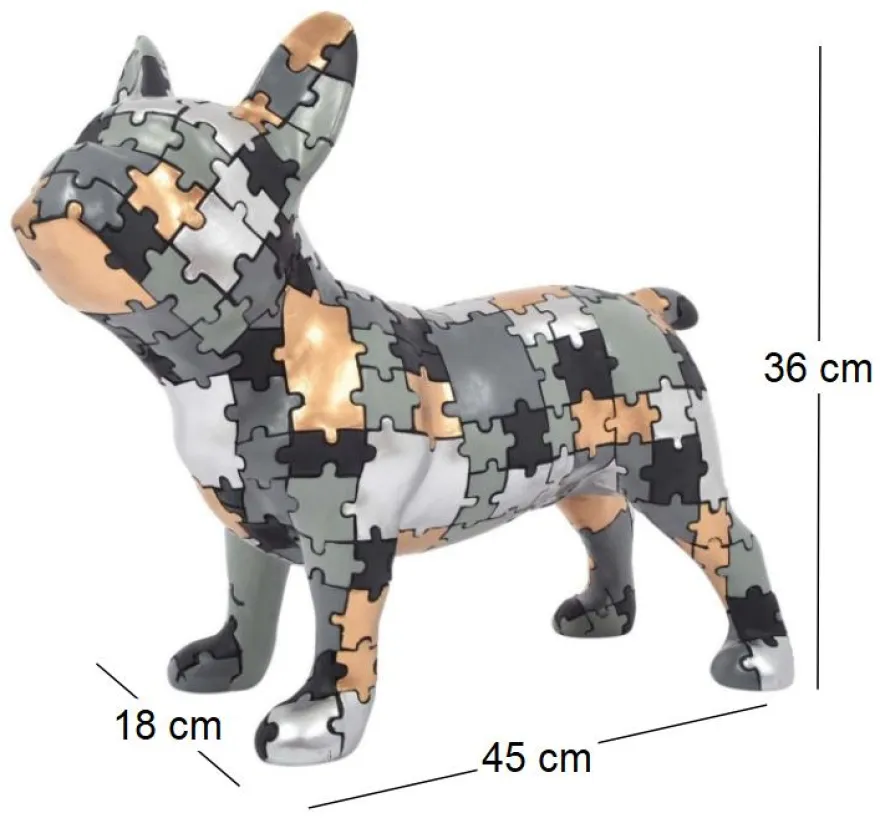 Statuette bouledogue debout en polyrésine Puzzle