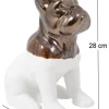 Statuette chien bouledogue en céramique Zoya (Blanc et or)