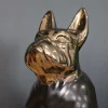 Statuette chien bouledogue en céramique Zoya (Noir et or)