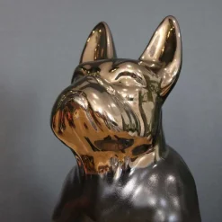 Statuette chien bouledogue en céramique Zoya (Noir et or)