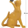 Statuette en céramique chat avec balle Shadow (Jaune)