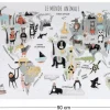 Sticker mural Mappemonde 90x60 cm (Continents gris)