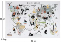 Sticker mural Mappemonde 90x60 cm (Continents gris)