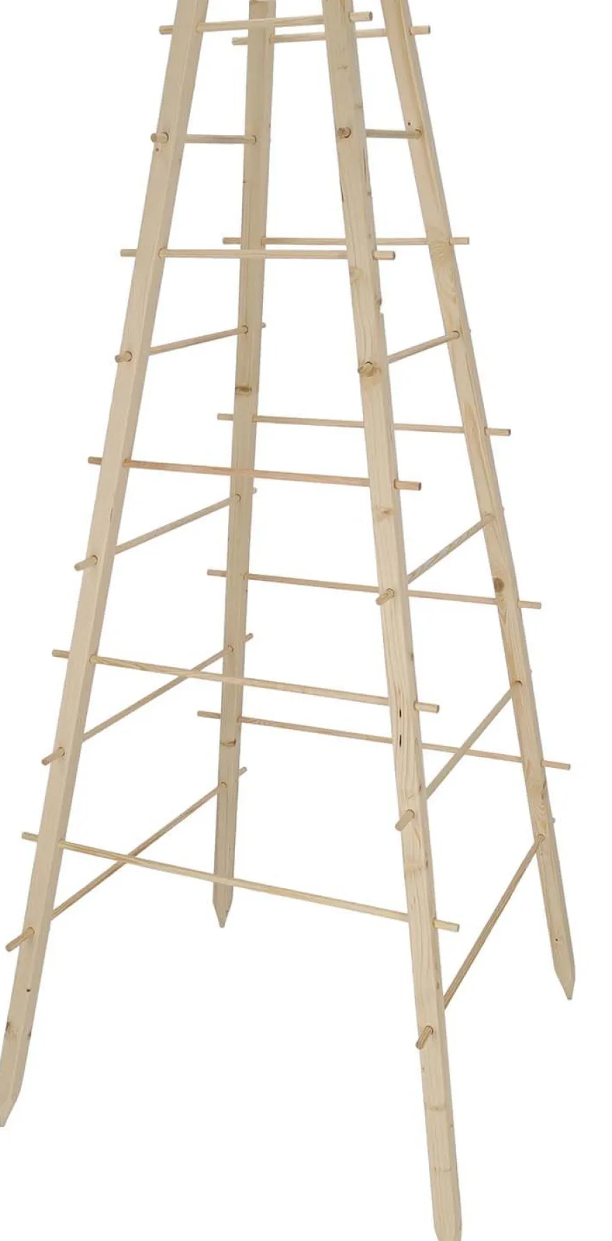 Support en bois de pin pour plantes 4 piquets (Pyramide)