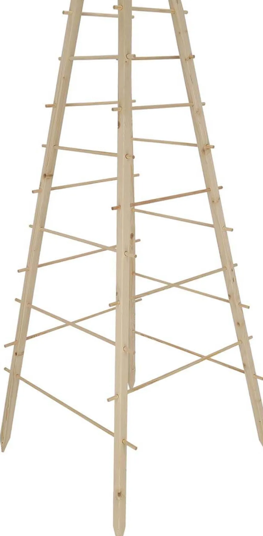 Support en bois de pin pour plantes 4 piquets (Pyramide)