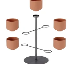 Support à plantes avec 5 pots Terrapotta