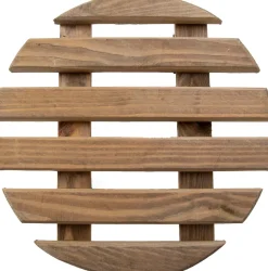 Support à roulettes en bois pour plantes d'intérieur (Rond - Teinté marron)