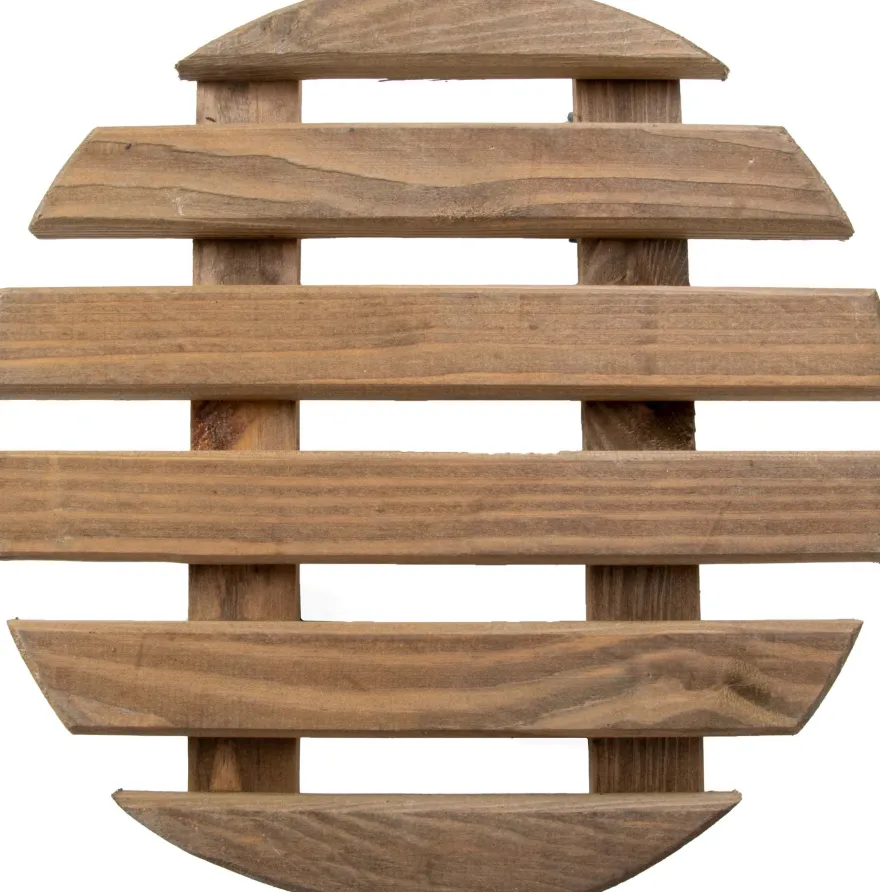 Support à roulettes en bois pour plantes d'intérieur (Rond - Teinté marron)