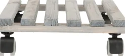 Support à roulettes en bois pour plantes d'intérieur (Carré - Gris)